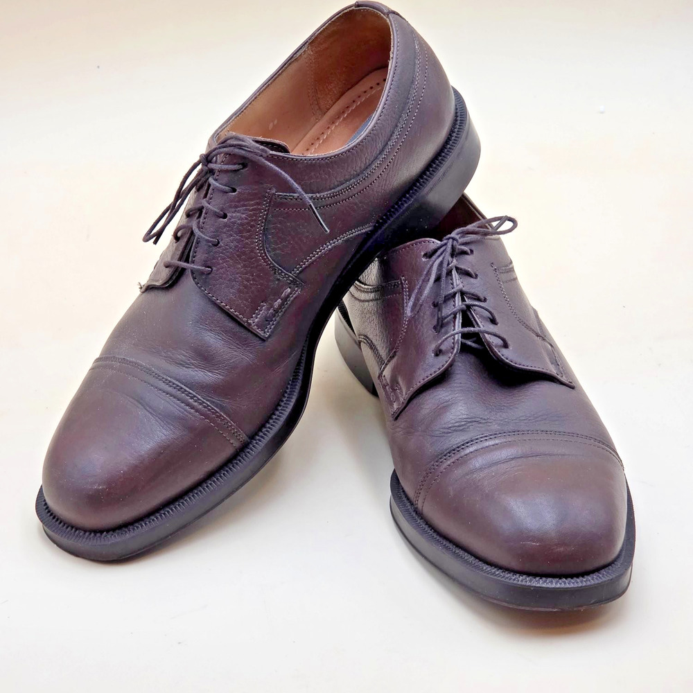 Florsheim Comfortech Men's 10.5 Dark Brown Pebbled Leather Cap Toe Derby Shoes